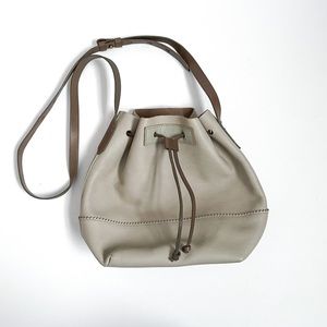 J Crew Downing Drawstring Bucket Crossbody Light Gray Crossbody